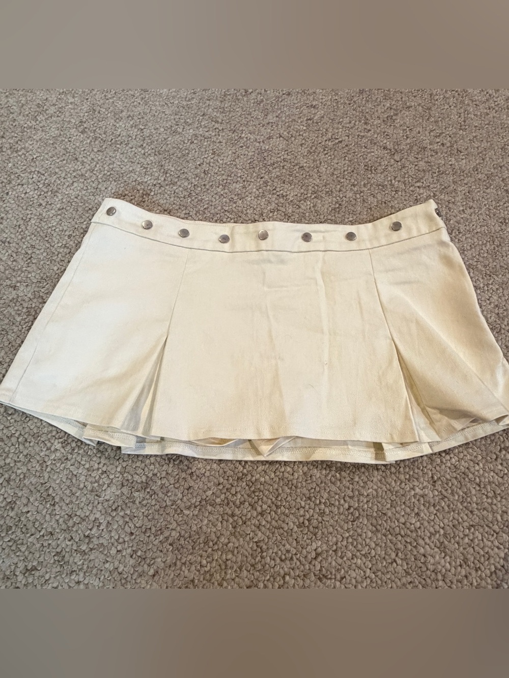 Edikted Cream Mini Skirt with Decorative Studs